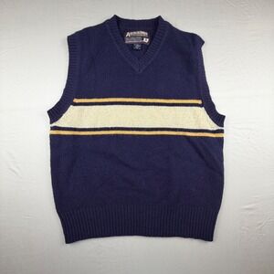 Abercrombie Performance SweateR VTG Vest V-Neck Mens XL Blue Stripe Wool 0052